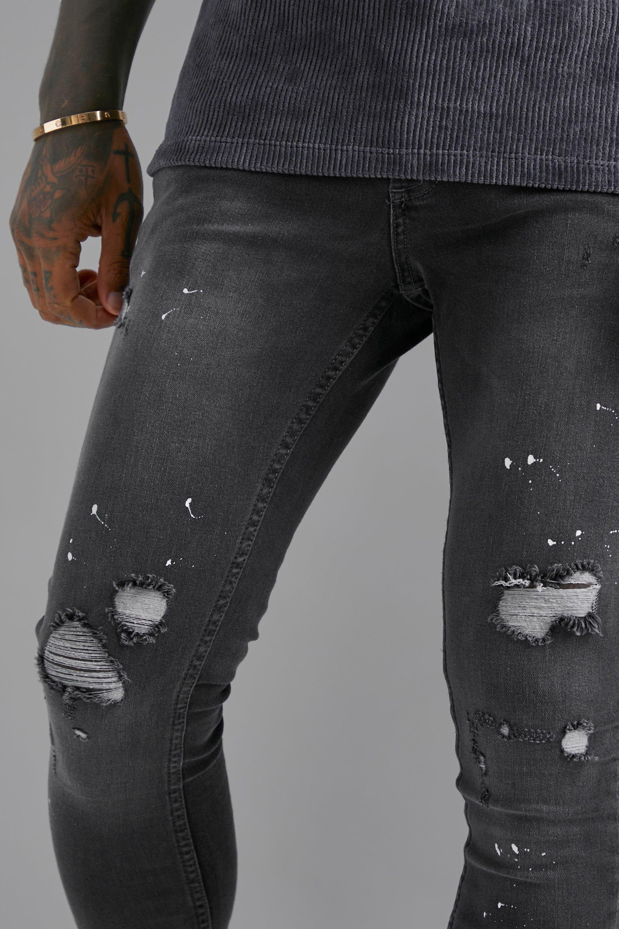 Grey paint best sale splatter jeans mens